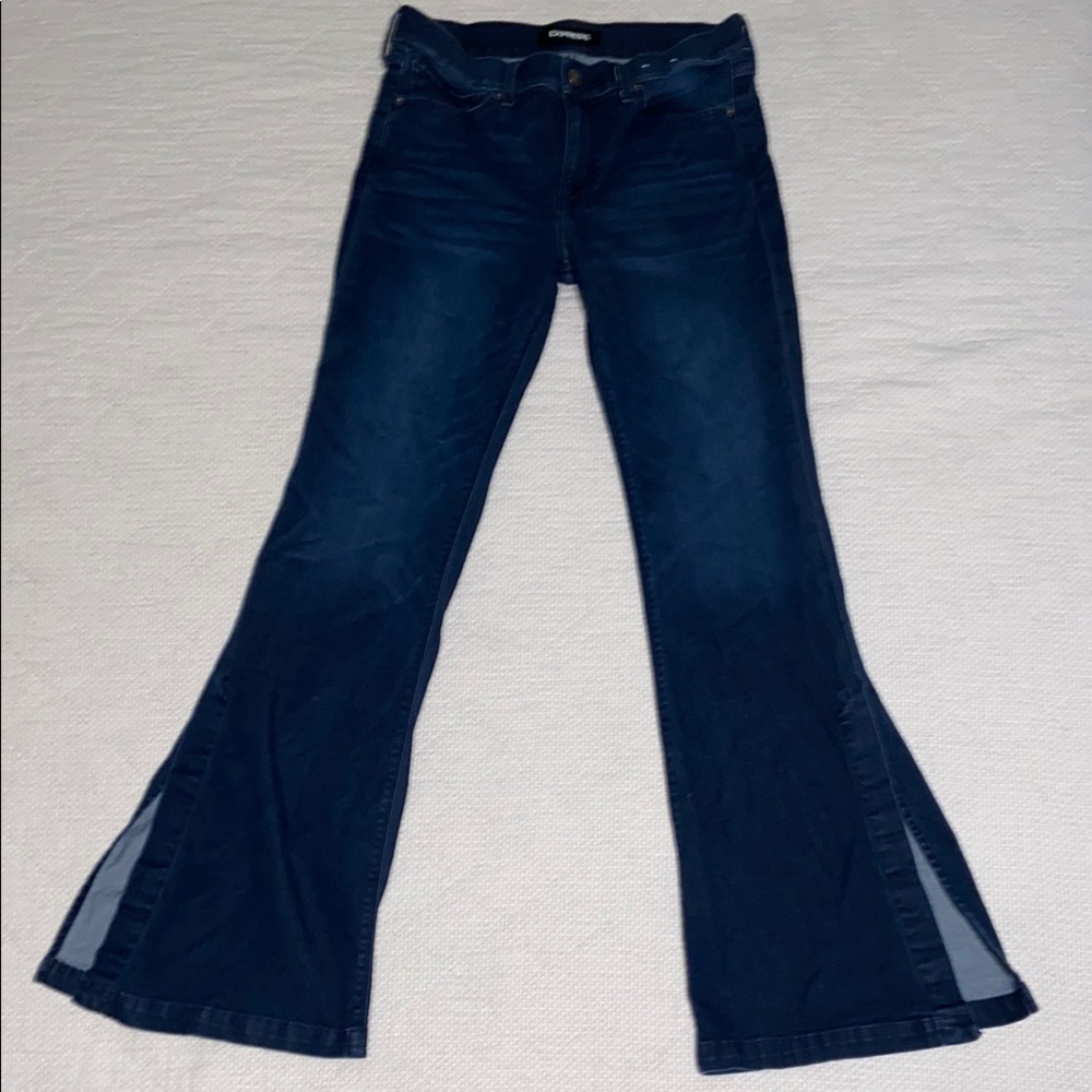 Express Dark Blue Flare Jeans, 10L.